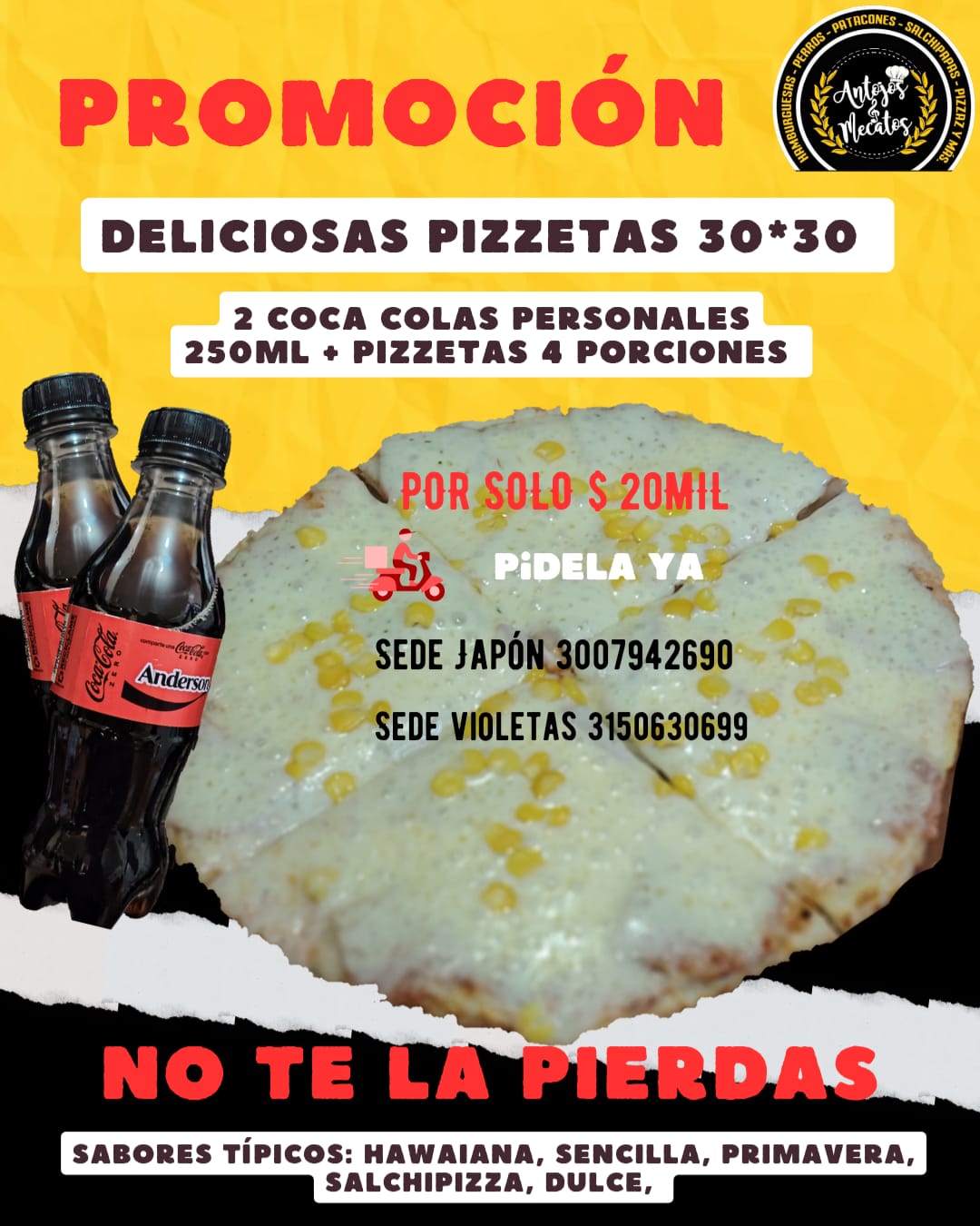 Combo Pizzeta 4 porciones 